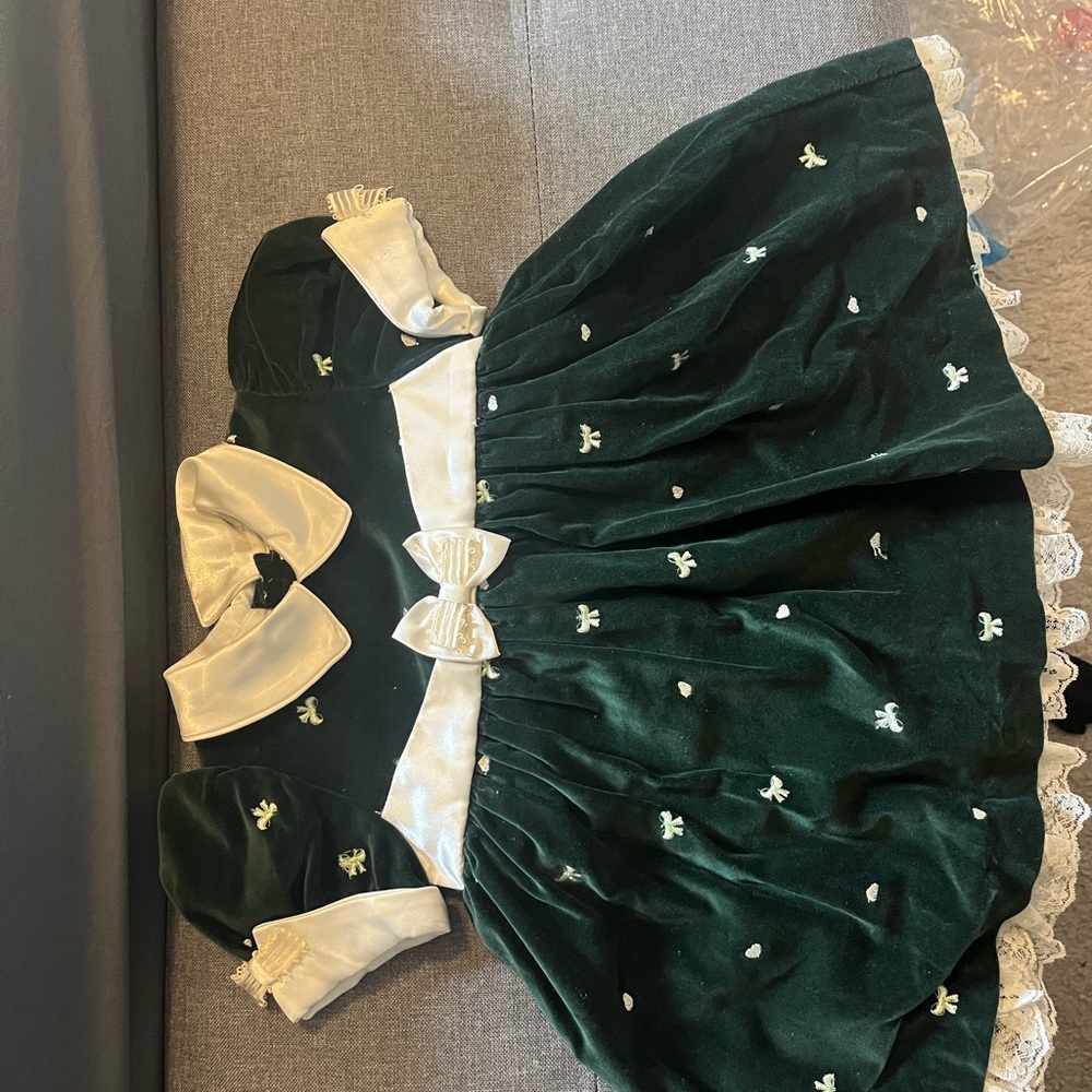 Elegant Green Velvet Kids Costume